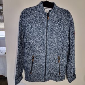 VGUC Obermeyer Lambswool Blend Full Zip Tweed Sweater M Blue